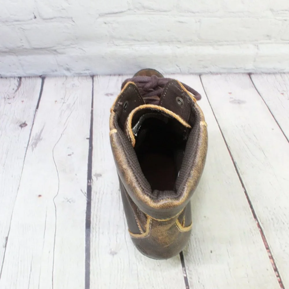 TIMBERLAND Brown Leather Chunky Heel Lace Up Winter Boots Size 7.5 M - Picture 7 of 10